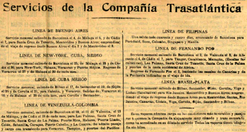Anuncio de Trasatlántica - Colección de L. Santa Olaya